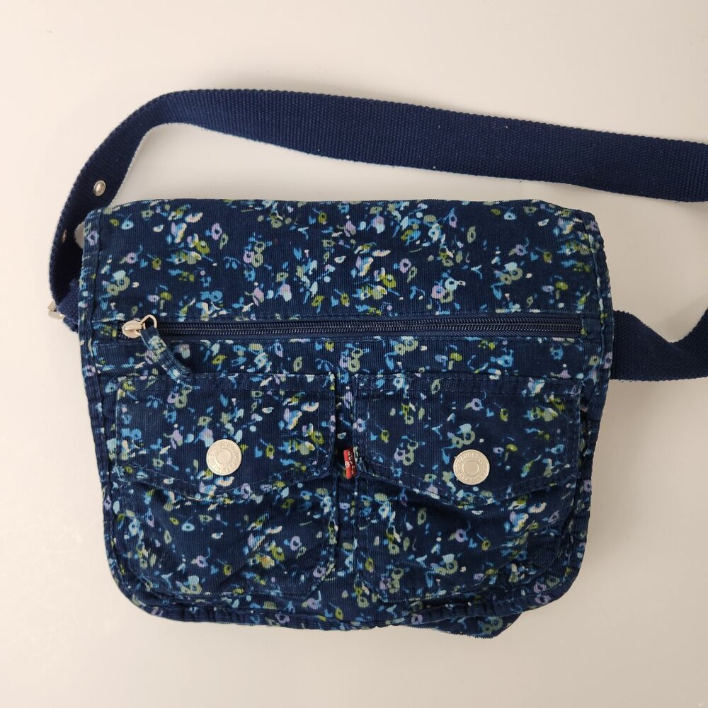 Levis Bag Womens Blue Micro Floral Corduroy Vintage Shoulder Y2K Jean Pockets - Picture 16 of 16